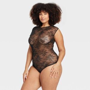 Auden - Women's Lace Sleeveless Lingerie Bodysuit - Auden  Black